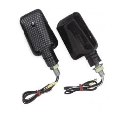 BikeMaster Universal Mini-Stalk Turn Signals -Bikemaster bike master universal mini stalk turn signals carbon smoke